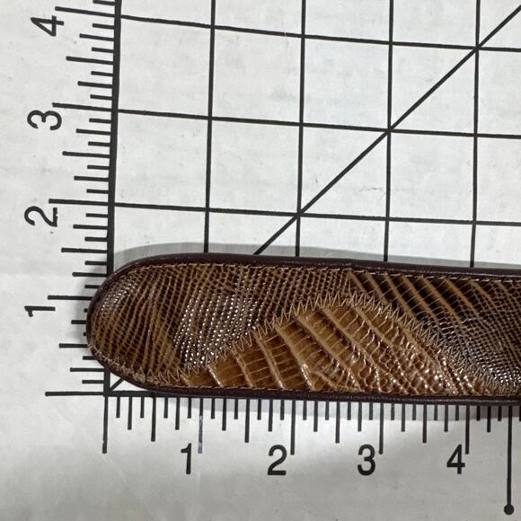 Vintage Handcrafted Western Brown Exotic Leather Belt Round Leather Buckle 40" - Picture 4 of 6